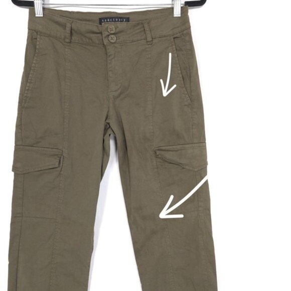 Sanctuary Size 26 Rebel Standard Rise Pants Hiker Green Women's Utility Military - Picture 12 of 16